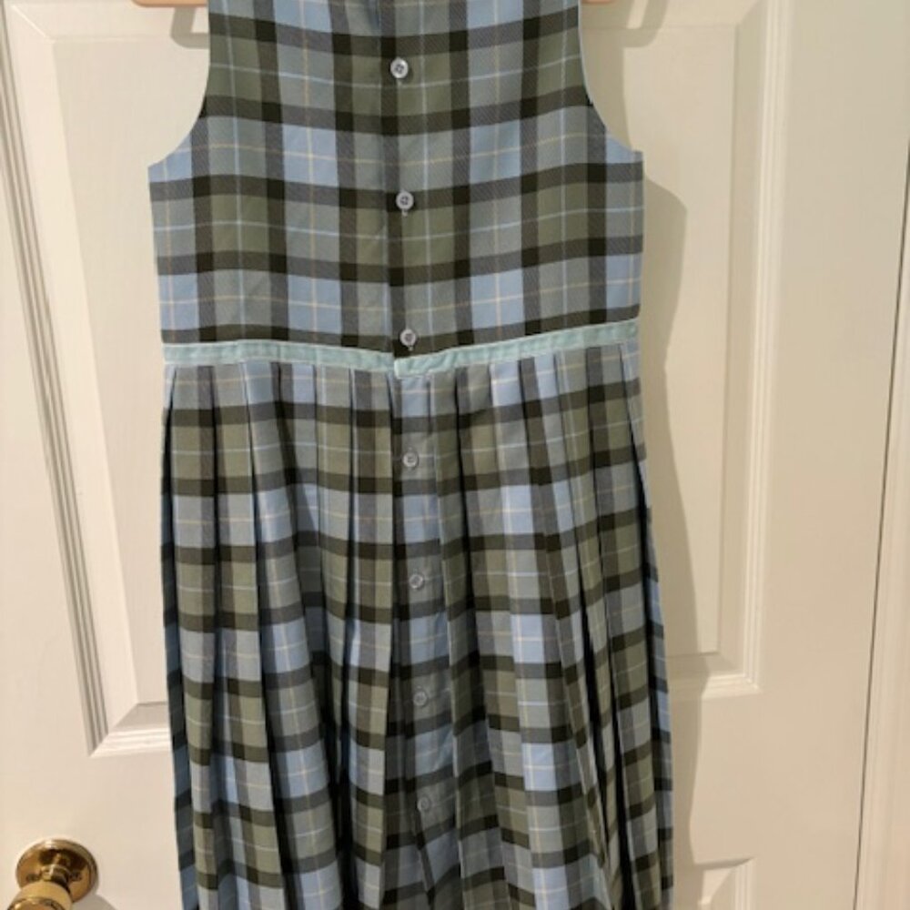 Jacadi Girls Green/Blue plaid Jumper Dress - Picture 8 of 9